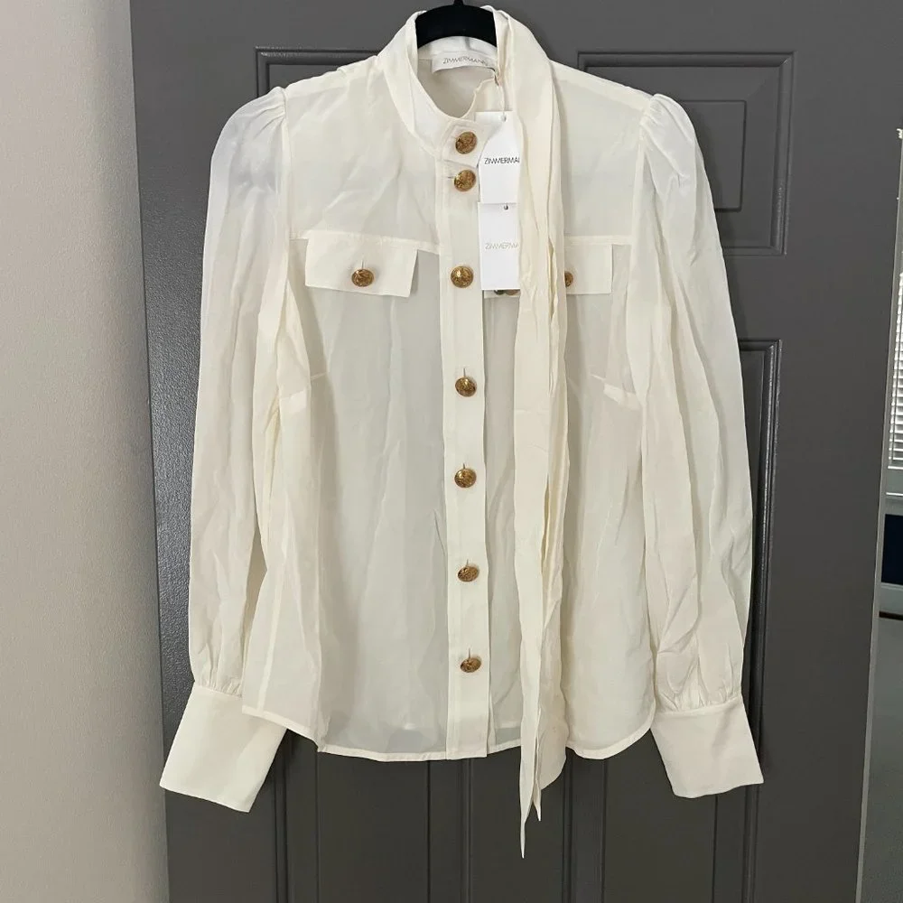 NWT Zimmermann Crepe Utility Shirt, size 1 - Picture 4 of 6